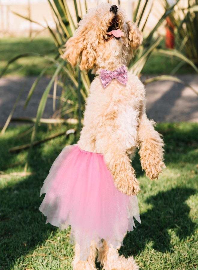 Zelphvt Dog Tutu Pink Tulle Tutu for Dogs Ballet Skirt for Small Medium Dogs Adjustable Pet Costume Puppy Dress with Pink Bow Dog Collar for Birthday Wedding Halloween Photo Props - Image 5